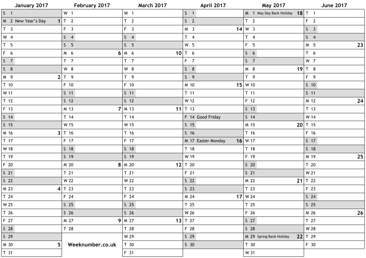 2017-calendar-with-week-numbers-and-holidays-for-england-official-public-holidays-bank