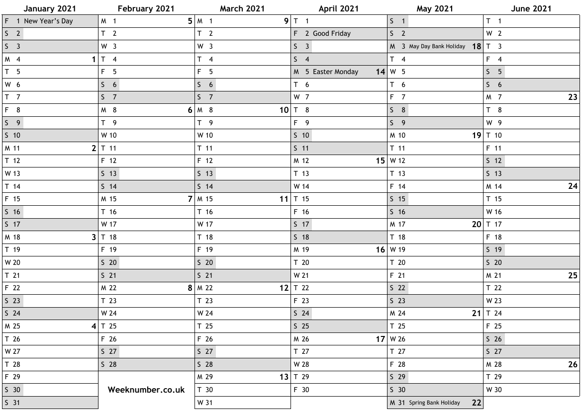 2021 Calendar With Week Numbers And Holidays For England Official Public Holidays Bank Holidays National Holidays Free Online Calendar To Print Download Pdf